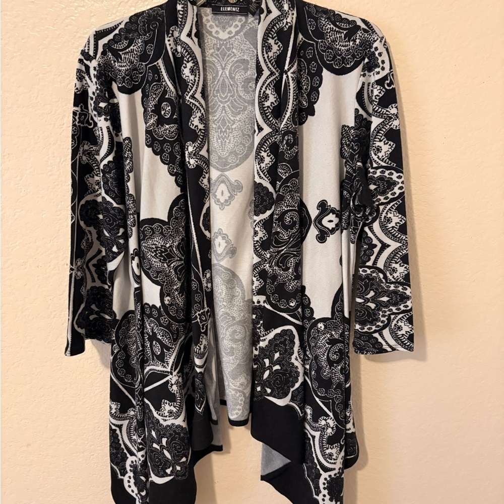 Elementz Black and White Paisley Cardigan